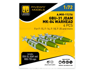 Ammo Mig Paveway Models A.MIG-11216 GBU-31 JDAM MK-84 WARHEAD x4 1/72