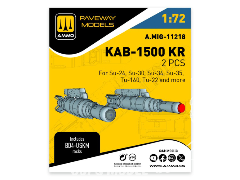 Ammo Mig Paveway Models A.MIG-11218 KAB-1500 KR x2 1/72