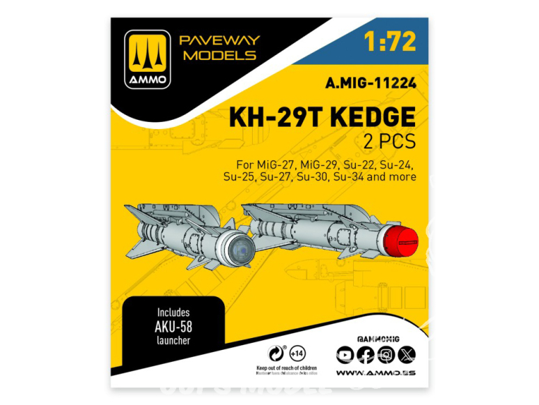 Ammo Mig Paveway Models A.MIG-11224 KH-29T KEDGE x2 1/72