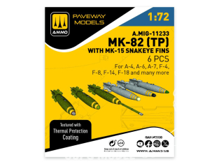 Ammo Mig Paveway Models A.MIG-11233 MK-82 (TP) avec MK-15 Snakeye fins x6 1/72
