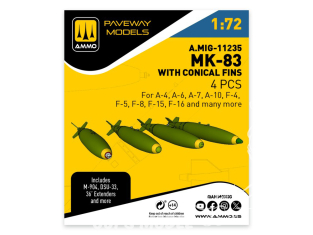 Ammo Mig Paveway Models A.MIG-11235 MK-83 avec conical fins x4 1/72