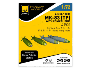 Ammo Mig Paveway Models A.MIG-11236 MK-83 (TP) avec conical fins x4 1/72