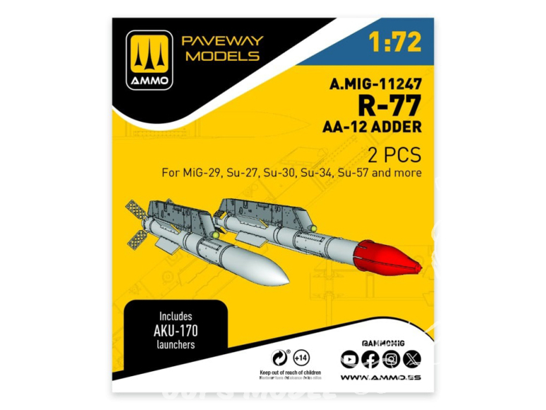 Ammo Mig Paveway Models A.MIG-11247 R-77 AA-12 ADDER x2 1/72