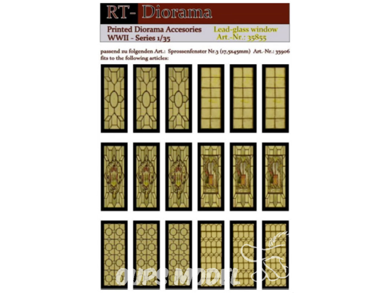 RT-Diorama 35855 Fenêtres en verre au plomb 1/35