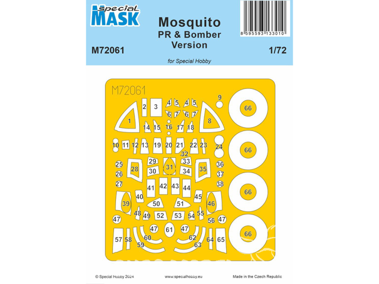 Special Hobby Masque avion M72061 Masque Canopy version Mosquito PR et Bomber pour spécial hobby 1/72