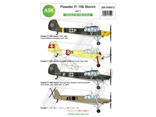 ASK Art Scale Kit Décalcomanies D48073 Fieseler Fi 156 Storch Partie 1 1/48