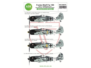ASK Art Scale Kit Décalcomanies D48076 Focke Wulf Fw 190A Partie 2 - Jagdgruppe JG 3 Butchebirds / Fw 190A-8 Rammjäger 1/48