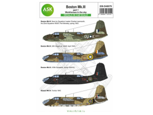 ASK Art Scale Kit Décalcomanies D48079 Boston Mk.III Partie 1 - Workhorses in the sky 1/48