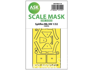 ASK Art Scale Kit Mask M32119 Spitfire Mk.VIII Tamiya Recto 1/32