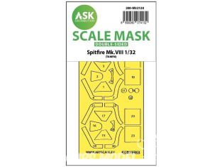 ASK Art Scale Kit Mask M32120 Spitfire Mk.VIII Tamiya Recto Verso 1/32