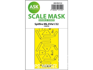 ASK Art Scale Kit Mask M32122 Spitfire Mk.XVIe Tamiya Recto Verso 1/32