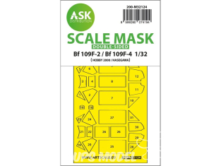 ASK Art Scale Kit Mask M32124 Messerschmitt Bf 109F-2 / Bf 109F-4 Hobby 2000 / Hasegawa Recto Verso 1/32