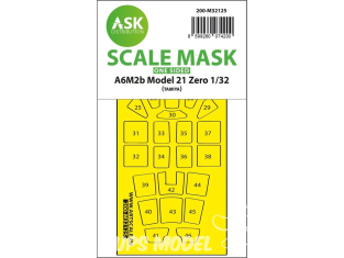 ASK Art Scale Kit Mask M32125 A6M2b Model 21 Zero Tamiya Recto 1/32