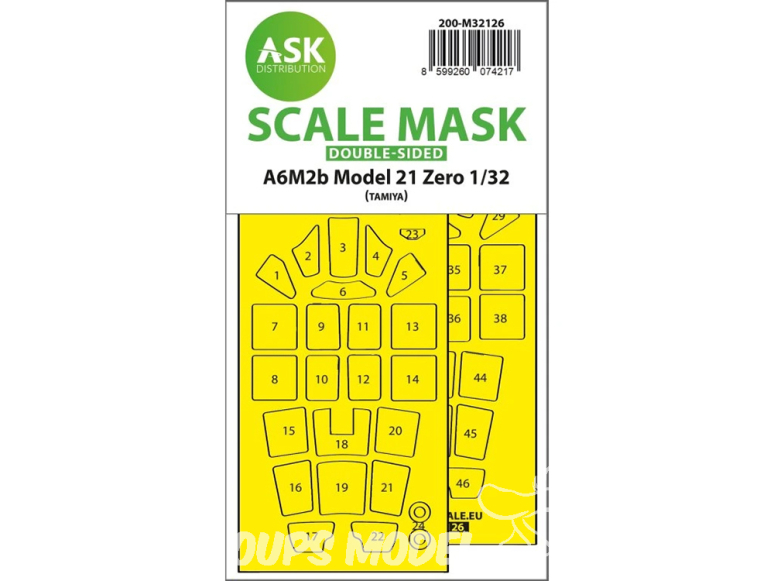 ASK Art Scale Kit Mask M32126 A6M2b Model 21 Zero Tamiya Recto Verso 1/32