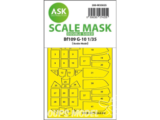 ASK Art Scale Kit Mask M35025 Messerschmitt Bf 109G-10 Border Model Recto Verso 1/32
