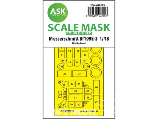 ASK Art Scale Kit Mask M48289 Messerschmitt Bf109E-3 Hobby Boss Recto Verso 1/48