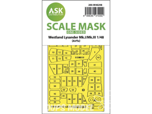 ASK Art Scale Kit Mask M48298 Westland Lysander Mk.I / Mk.III Airfix Recto 1/48