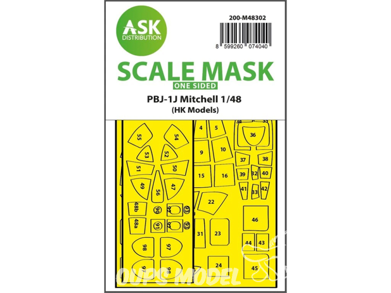 ASK Art Scale Kit Mask M48302 PBJ-1J Mitchell Hk Models Recto 1/48