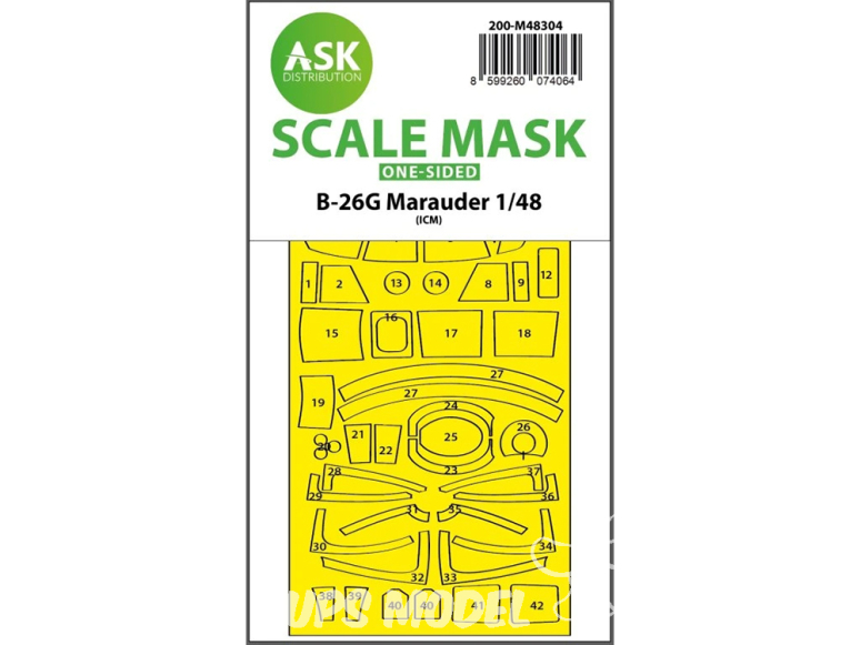 ASK Art Scale Kit Mask M48304 B-26G Marauder Icm Recto 1/48