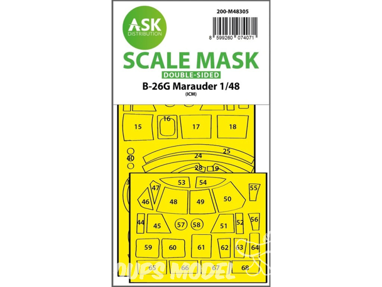 ASK Art Scale Kit Mask M48305 B-26G Marauder Icm Recto Verso 1/48