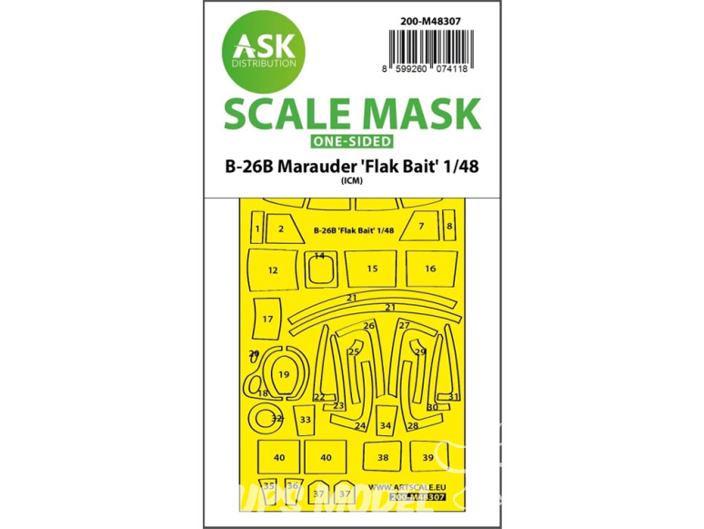 ASK Art Scale Kit Mask M48307 B-26B Marauder "Flak Bait" Icm Recto 1/48