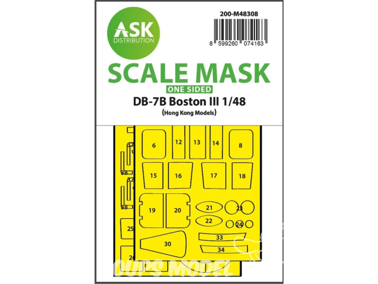 ASK Art Scale Kit Mask M48308 DB-7B Boston III HK Models Recto 1/48