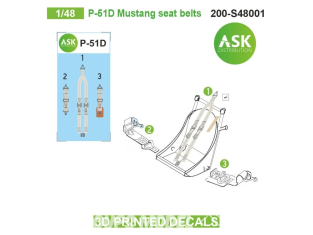 ASK Art Scale Kit Décalcomanies 3D S48001 Harnais 3D P-51D Mustang 1/48