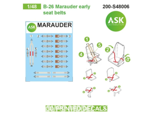 ASK Art Scale Kit Décalcomanies 3D S48006 Harnais 3D B-26 Marauder 1/48