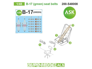 ASK Art Scale Kit Décalcomanies 3D S48008 Harnais 3D B-17 (Vert) 1/48