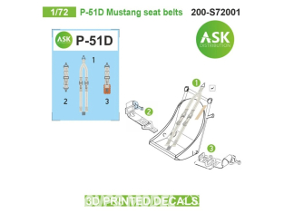 ASK Art Scale Kit Décalcomanies 3D S72001 Harnais 3D P-51D Mustang 1/72