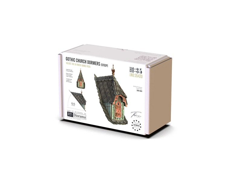 RT-Diorama 35420 Lucarnes d'église gothiques raides de 40 à 45° 1/35
