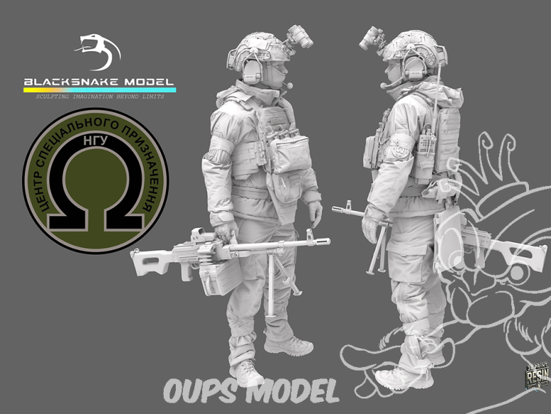 Blacksnake Model figurine UKS-06 Soldat Ukrainien Bataillon AZOV figurine 6 Opérateur des forces Speciales Mitrailleur 1/35