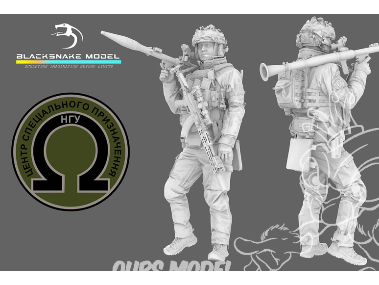 Blacksnake Model figurine UKS-10 Soldat Ukrainien Omega figurine 10 Opérateur des forces Speciales avec RPG 1/35