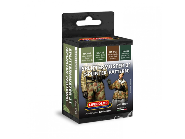 Lifecolor set de peintures CF08 Motif Splinter des uniformes allemands WWII