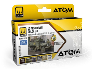 MIG peinture Atom 20737 Set couleurs véhicules blindés US WWII 6 x 20ml