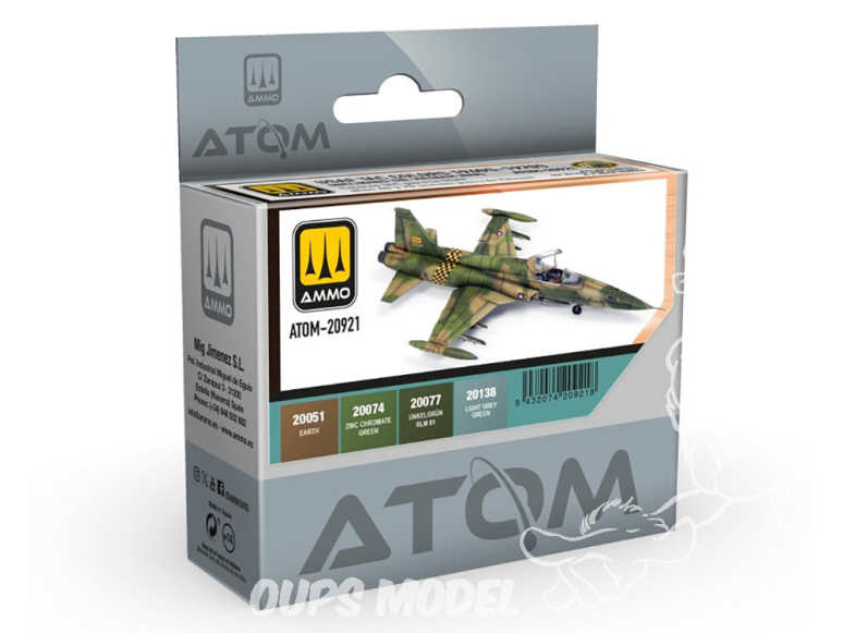 MIG peinture Atom 20921 Set couleurs USAF TAC années 1960 - 1970 (inclus guerre du Vietnam) 4 x 20ml