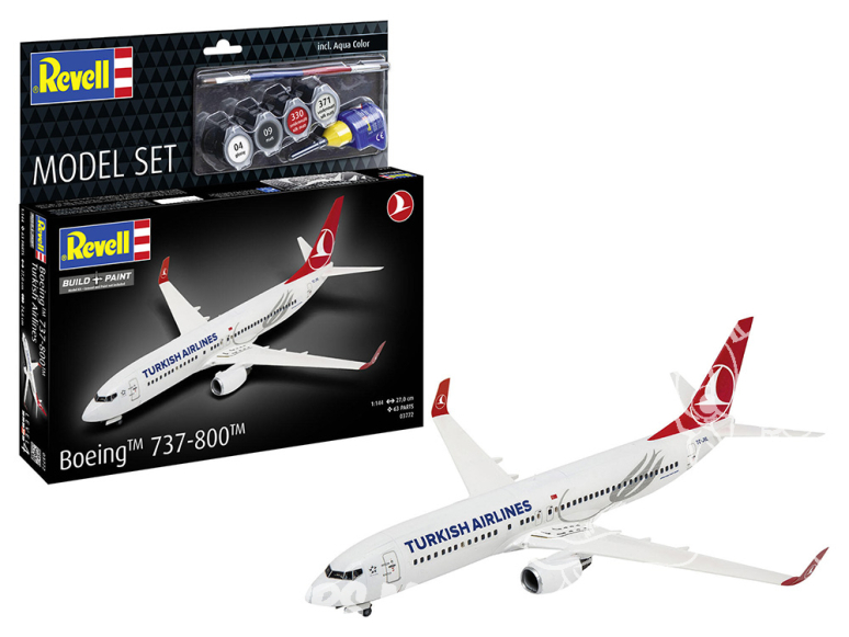 Revell maquette avion 63772 Model Set Boeing 737-800 Turkish Airlines avec accessoires de base 1/72