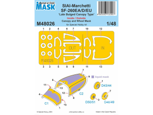 Special Hobby Masque avion M48026 SF-260EA/D/EU Type de verrière à renflement tardif  1/48