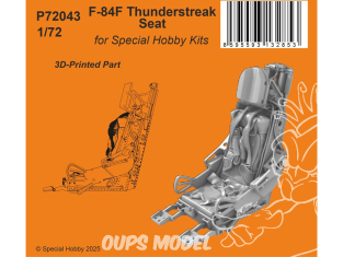 Special Hobby 3D Print avion P72043 Siège F-84F Thunderstreak pour kits Special Hobby 1/72
