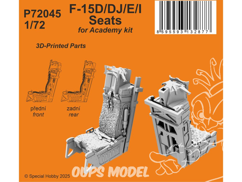 Special Hobby 3D Print avion P72045 Sièges F-15D/DJ/E/I kits Academy 1/72