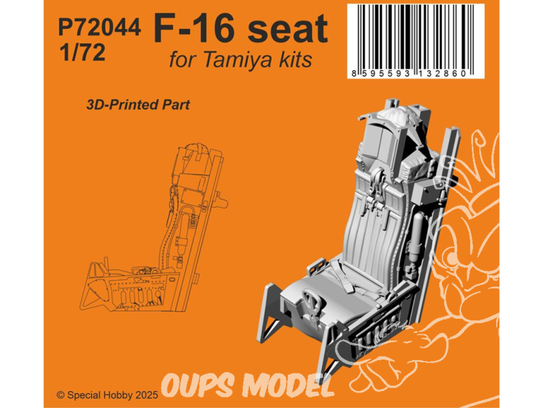 Special Hobby 3D Print avion P72044 Sièges F-16 kits Tamiya 1/72