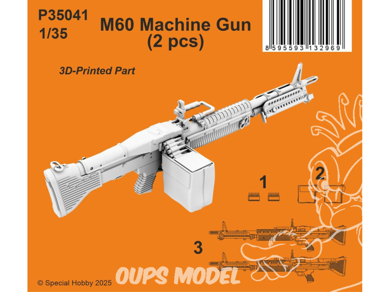 Special Hobby 3D Print militaire P35041 Mitrailleuse M60 2 pièces 1/35