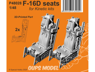 Special Hobby 3D Print P48028 Siège F-16D pour kits Kinetic 1/48