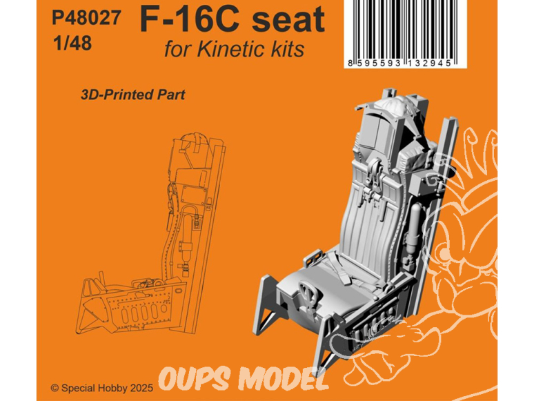 Special Hobby 3D Print P48027 Siège F-16C pour kits Kinetic 1/48