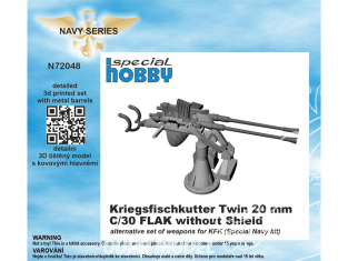 Special navy N72048 Kriegsfischkutter Twin 20 mm C/30 FLAK sans bouclier 1/72