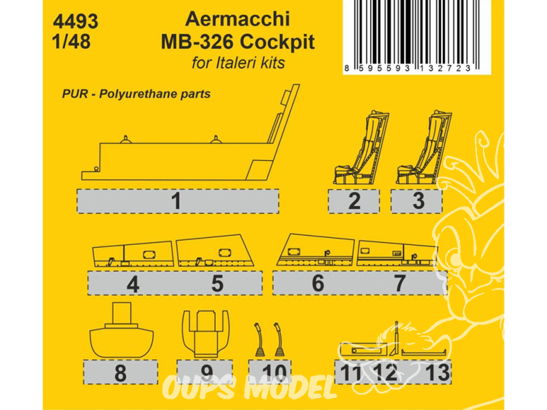CMK 4493 Cockpit de l'Aermacchi MB-326 pour kit Italeri 1/48