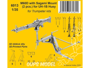 CMK kit resine 6013 M60D avec support Sagami 2 pièces pour UH-1B Huey kit Trumpeter 1/35