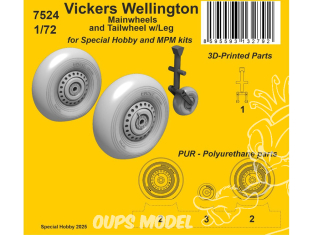 CMK kit resine 7524 Roues principales et roue de queue Vickers Wellington avec jambe Special Hobby 1/72
