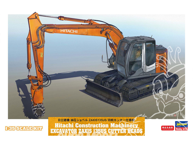 Hasegawa maquette travaux public 66111 Pelle hydraulique Hitachi Construction Machinery ZAXIS135US 1/35