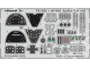 EDUARD photodecoupe avion FE1550 Zoom amélioration Spitfire Tr.9 Airfix 1/48